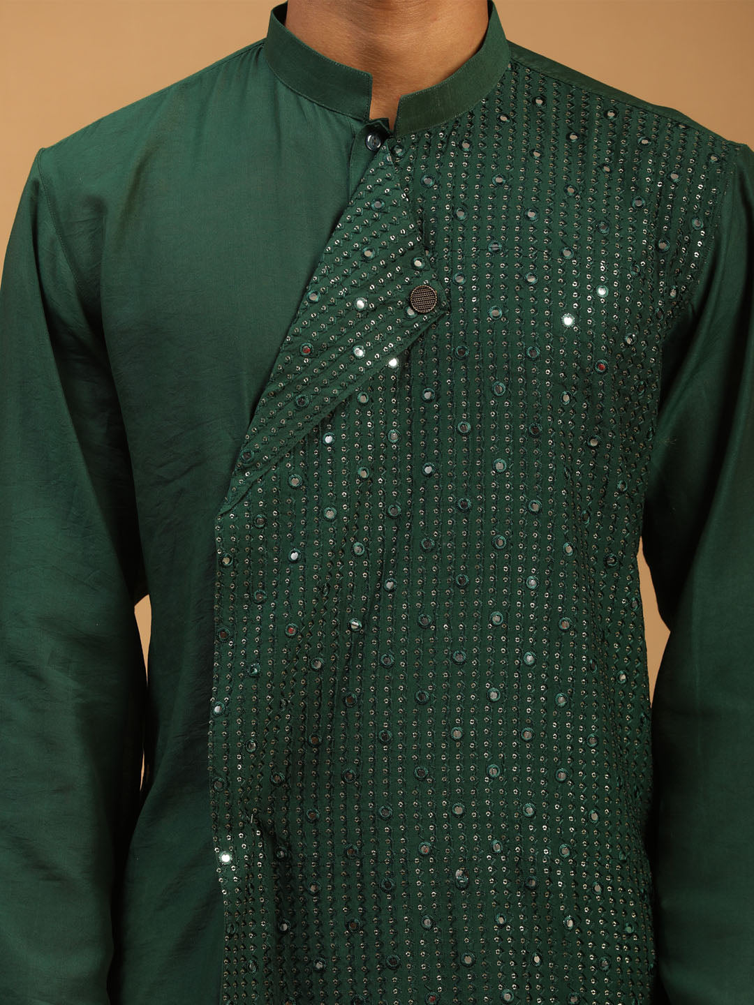 Men's Green Cotton Blend Kurta