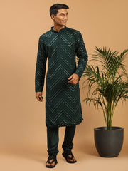 Men's Green Georgette Kurta Pyjama Set