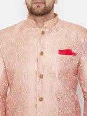 Men's Pink Silk Blend Sherwani Only Top