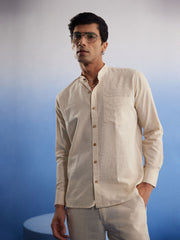 Men's Cream Cotton Ethnic Shirt