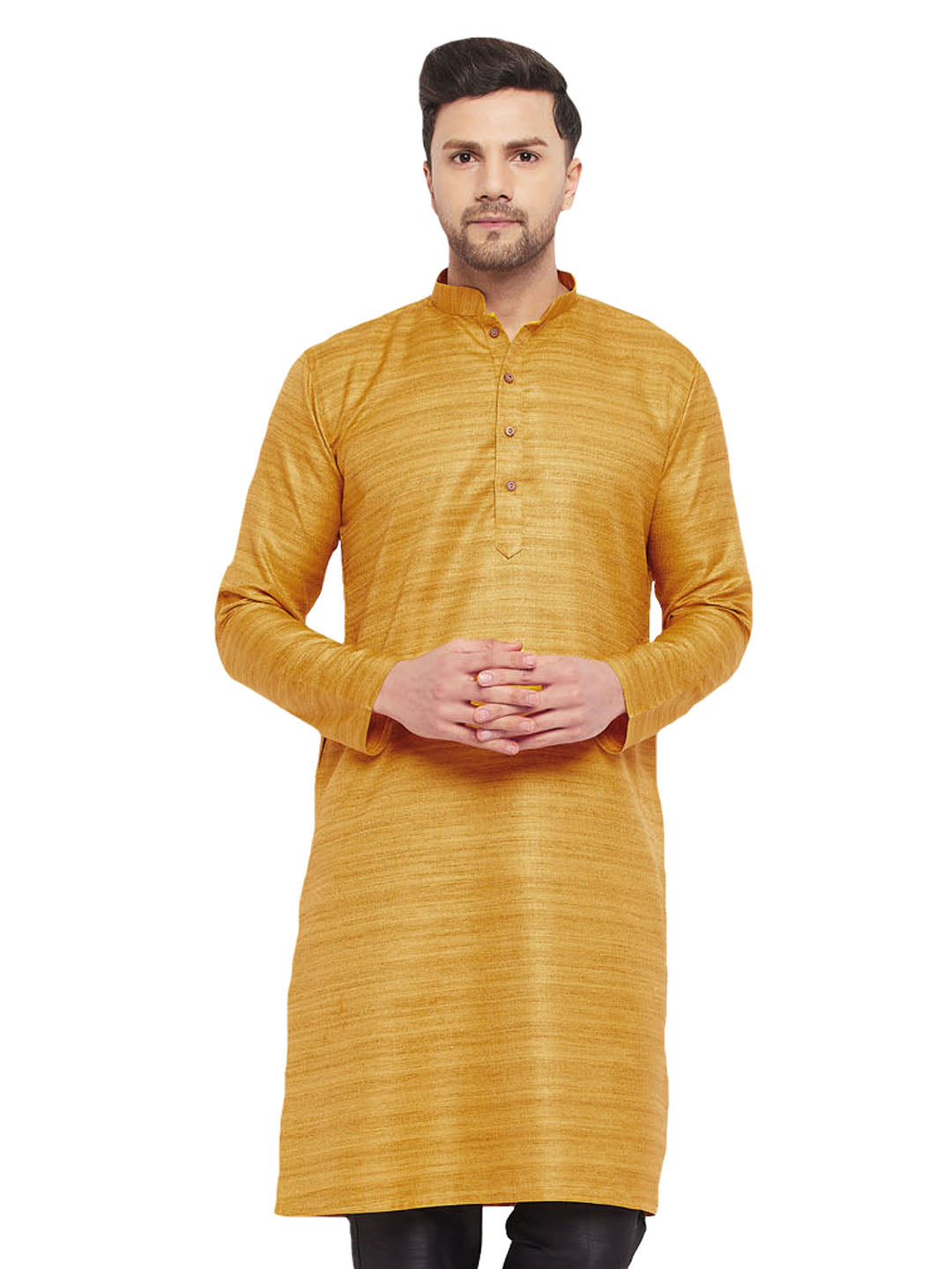 Men's Mustard Silk Blend Kurta