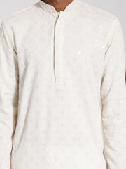 Men's Cream Rayon Kurta And Pyjama Set