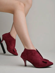 Shoetopia Solid Bow Detailed Cherry Pumps For Women & Girls