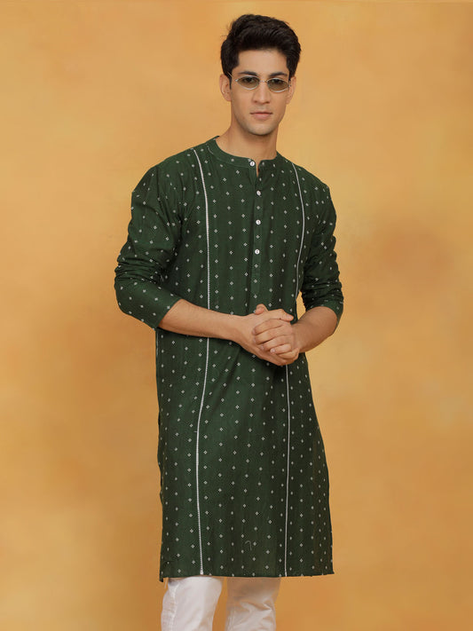 Men's Bottle Green Cotton Kurta