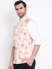 Men's Peach Silk Blend Nehru Jacket