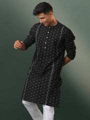 Men's Black Cotton Kurta