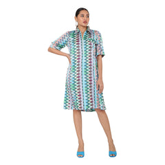 Alina Printed Geometric Shirt Dress