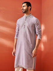 Men's Purple Silk Blend Kurta