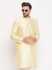 Men Beige Silk Blend Kurta