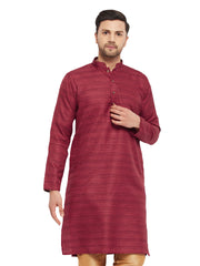 Men's Maroon Silk Blend Kurta