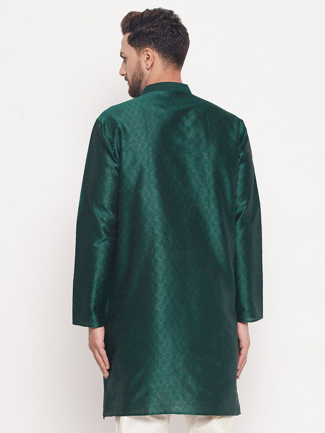 Men Green Silk Blend Kurta