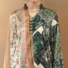 Scarf Print Flared Kaftan