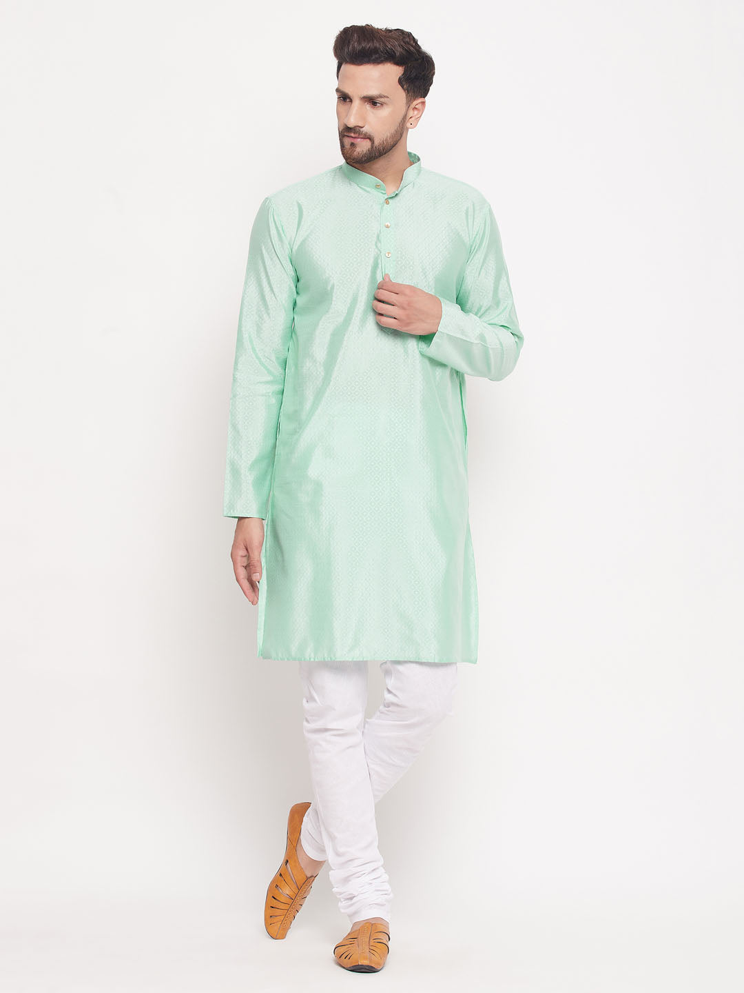 Men Aqua Silk Blend Kurta