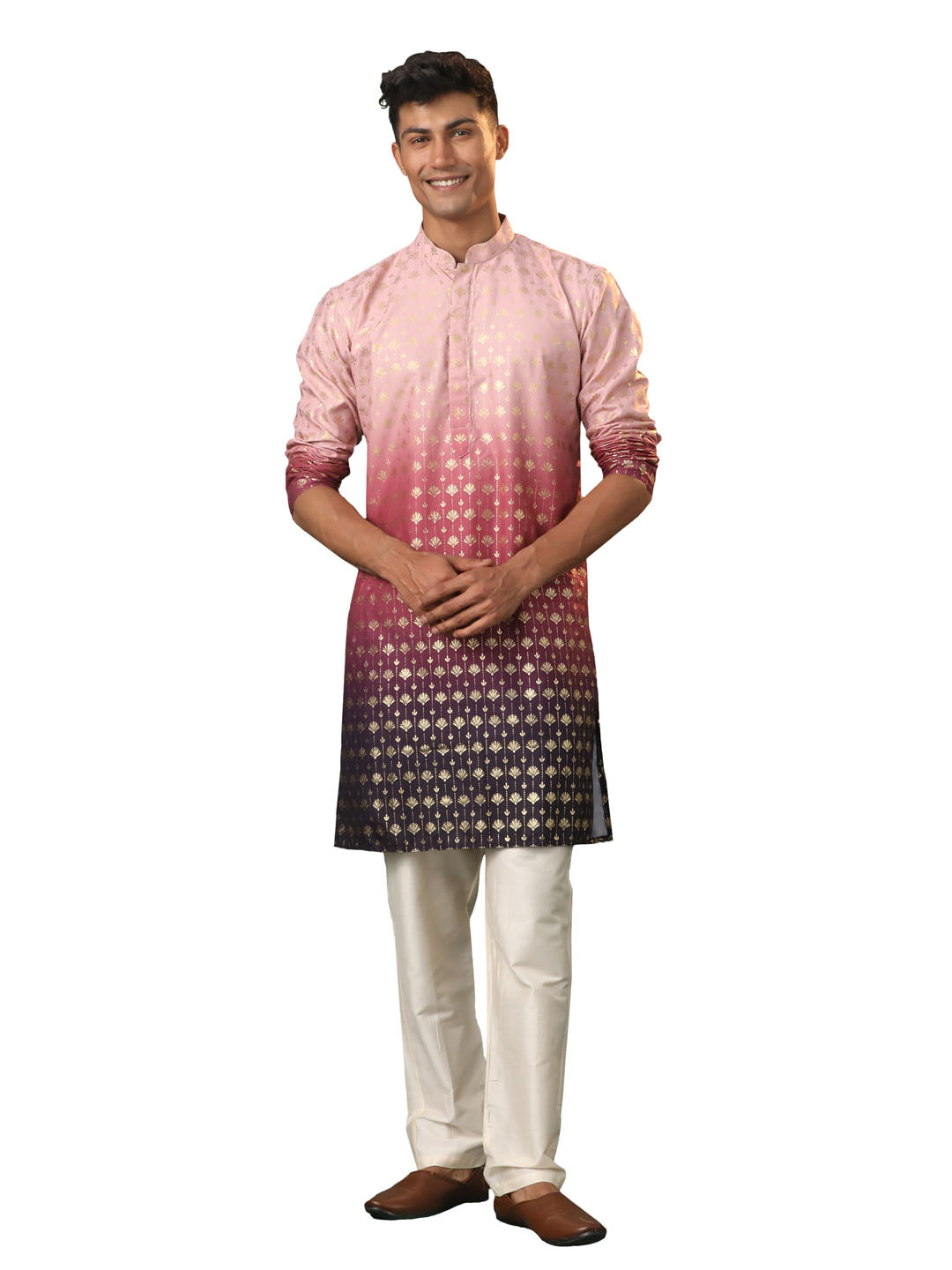 Men's Purple Rayon Kurta Pyjama Set