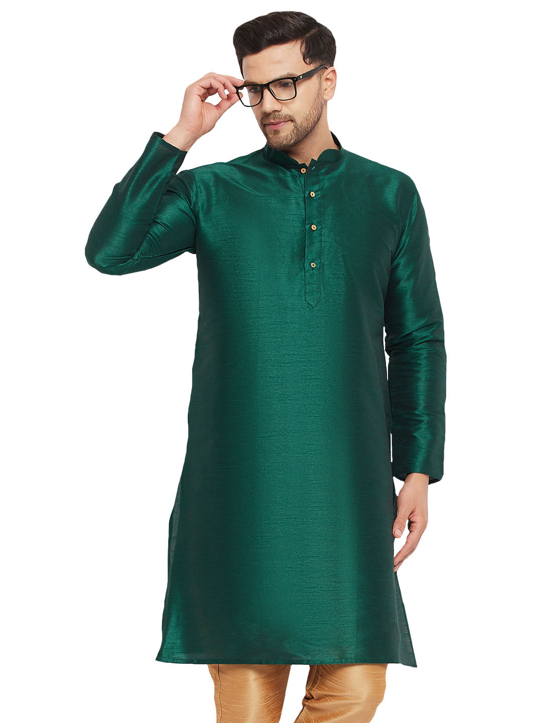 Men's Green Silk Blend Kurta