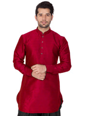 Men's Maroon Silk Blend Kurta