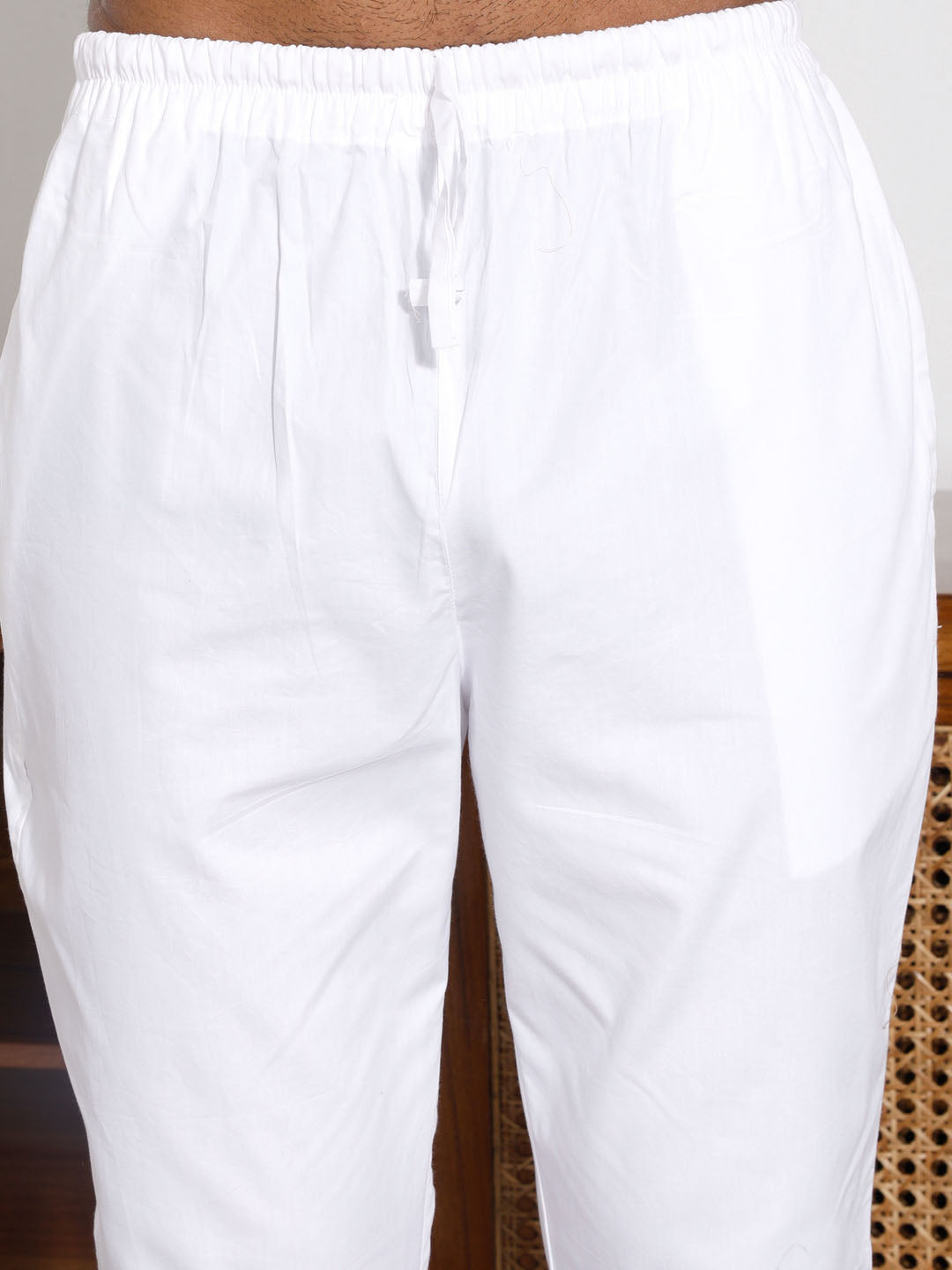 Men's White Cotton Kurta Pyjama Set