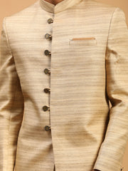 Men's Beige Silk Blend Sherwani Set