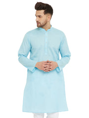 Men's Aqua Cotton Blend Kurta