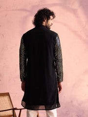 Men's Black Georgette Kurta