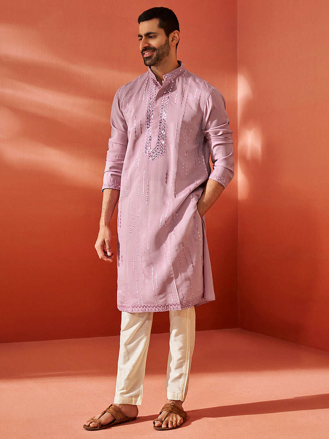 Men's Onion Chanderi Kurta And Pyjama Set