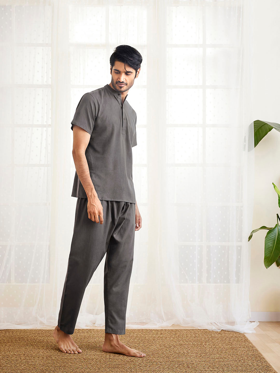 Men's Mud Cotton Kurta Pyjama Set