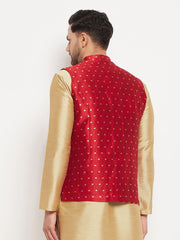 Men's Maroon Silk Blend Nehru Jacket