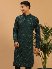 Men's Green Georgette Kurta