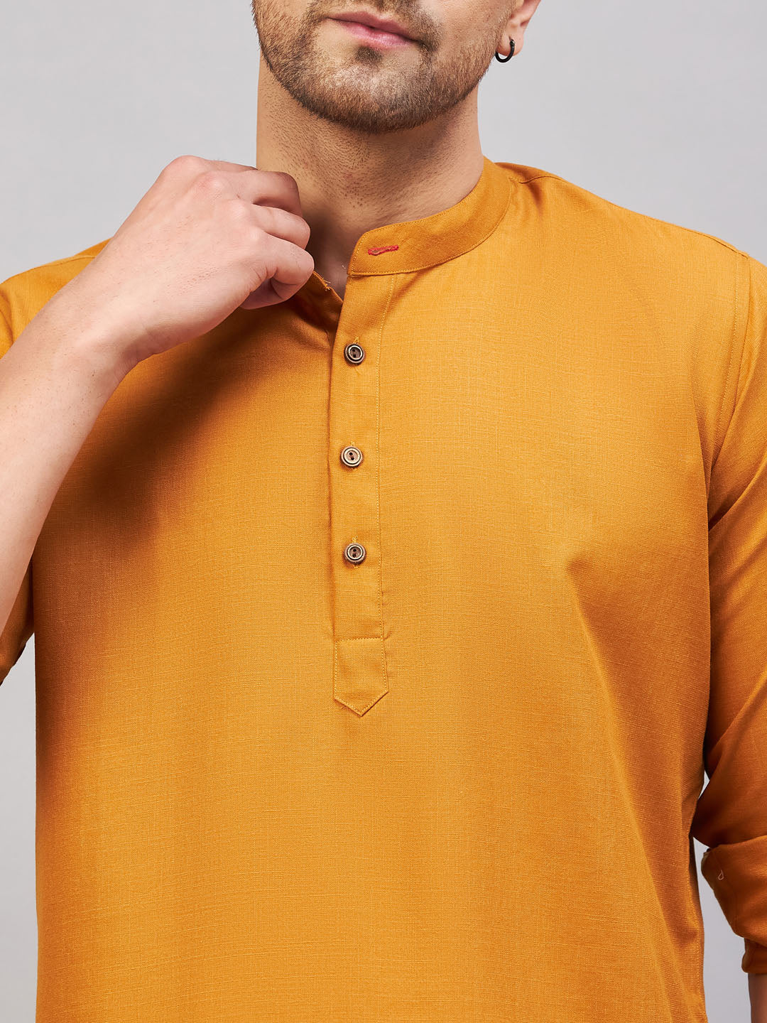 Men's Rust Cotton Blend Kurta