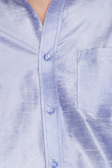 Men's Blue Silk Blend Ethnic Shirt