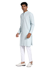 Men's Aqua Rayon Kurta And Pyjama Set