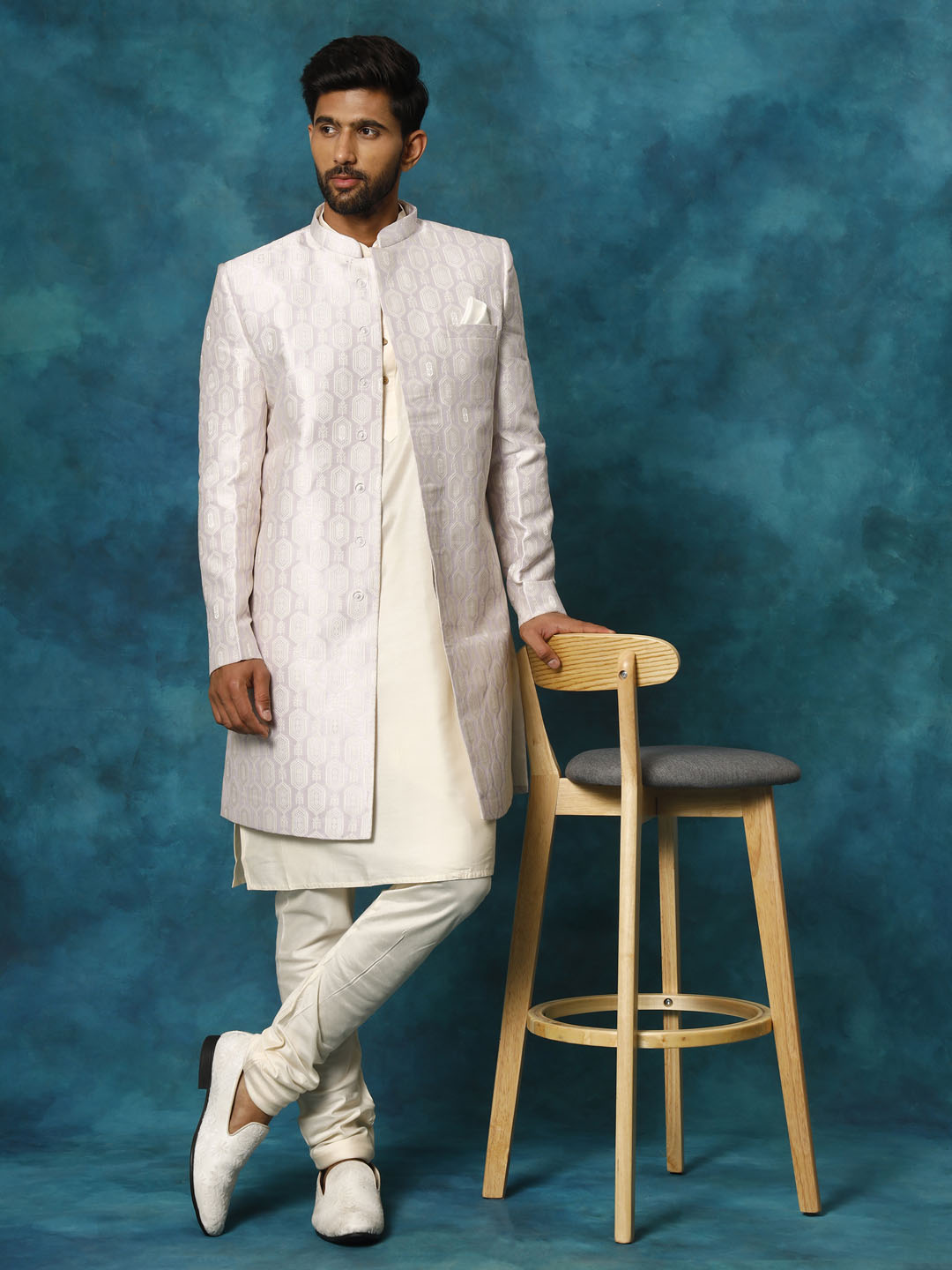 Men's Purple Silk Blend Sherwani Only Top