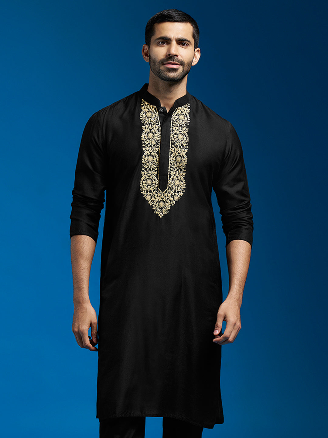 Men's Black Viscose Kurta