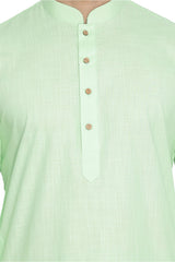 Men's Green Cotton Linen Blend Kurta