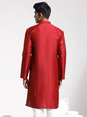 Men's Maroon Dupion Silk Kurta