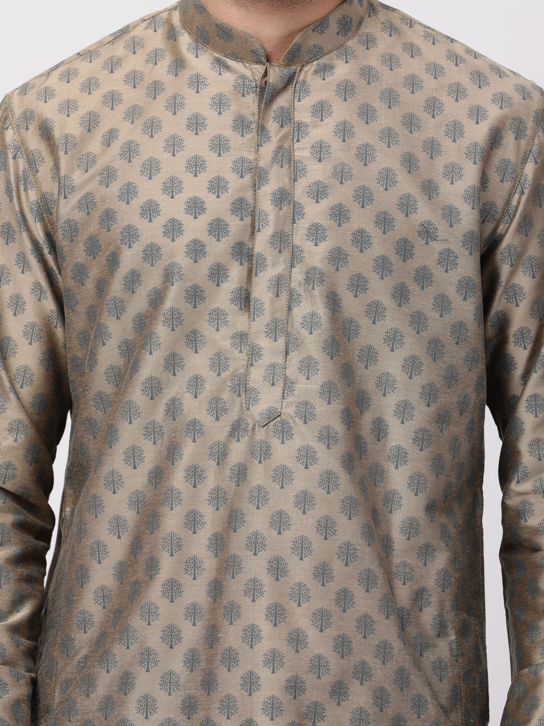 Men Beige Cotton Blend Kurta