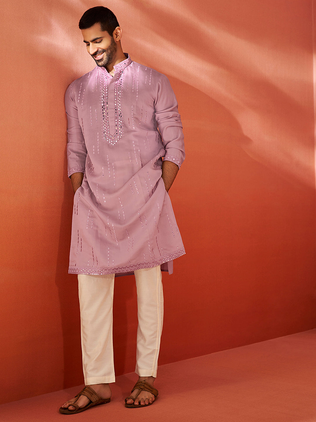 Men's Onion Chanderi Kurta