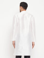 Men's White Silk Blend Kurta