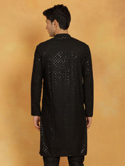 Men's Black Cotton Blend Kurta