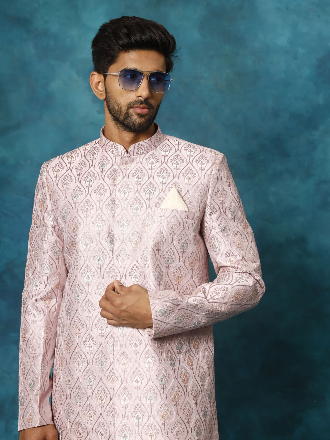 Men's Purple Silk Blend Sherwani Only Top