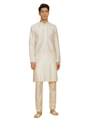 Men's Cream Viscose Kurta And Pyjama Set