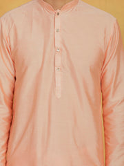 Men's Peach Viscose Kurta