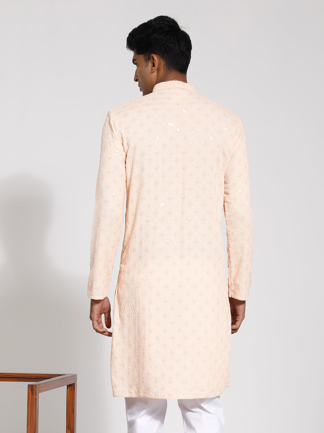 Men's Peach Rayon Kurta