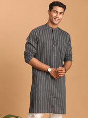 Men's Grey Cotton Kurta