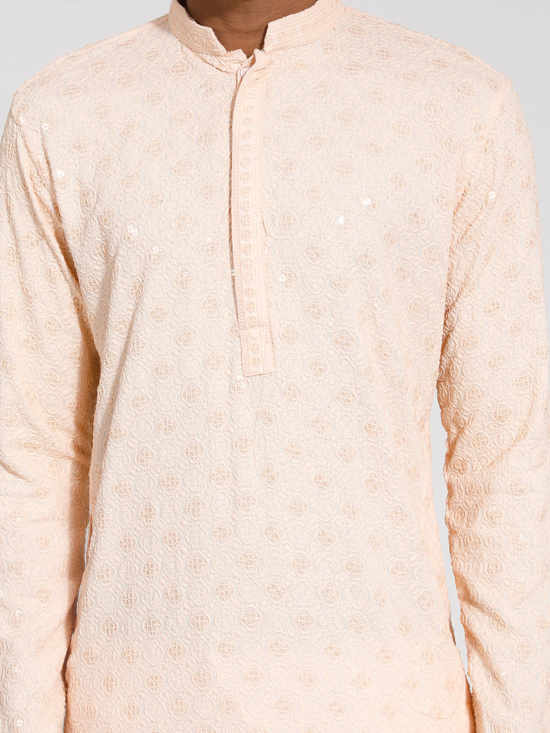 Men's Peach Rayon Kurta And Pyjama Set