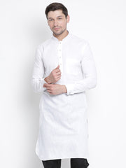 Men's White Cotton Linen Blend Kurta