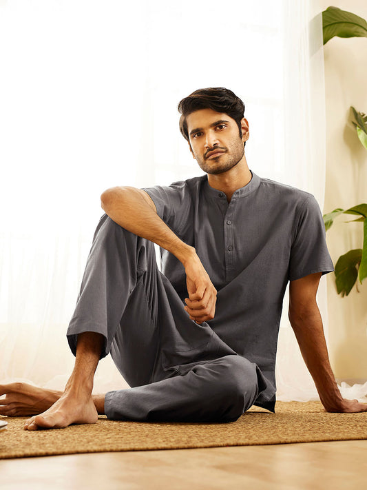 Men's Mud Cotton Kurta Pyjama Set