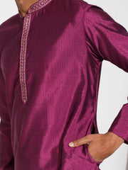 Men's Purple Silk Blend Kurta