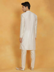 Men's Cream Viscose Kurta And Pyjama Set