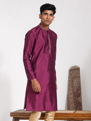 Men's Purple Silk Blend Kurta